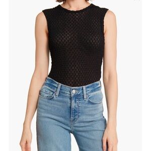 $138 FRAME Sleeveless Mesh Sleevless Sheer Top in‎ Black - Women's XS